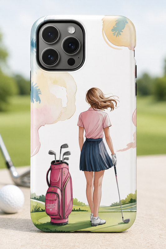 Watercolor Light Brown Hair Golfer Illustration | iPhone Case